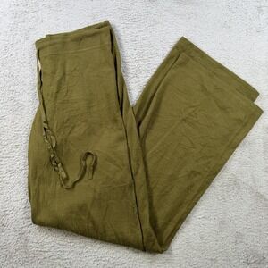 Mai Sweatpants Womens Medium Green 100% Cashmere Drawstring Soft Lightweight
